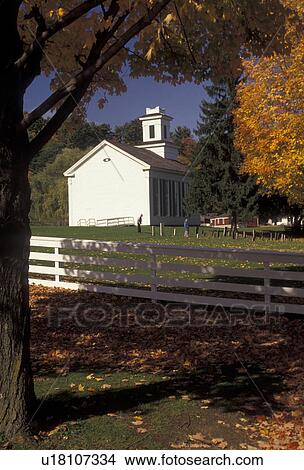 Cooperstown, New York, Scenic view of the church at the Farmer's Museum in the autumn in Cooperstown the state of New York View Large Photo Image Picture - Cooperstown, New York, Scenic view of the church at the Farmer's Museum in the autumn in Cooperstown the state of New York . Fotosearch