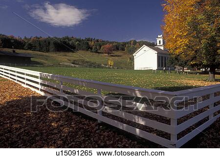 Stock Photography -  Cooperstown, New York, Scenic view of the church at the Farmer's Museum in the autumn in Cooperstown the state of New York . Fotosearch