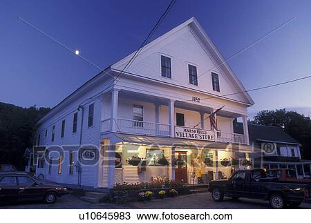 country store, Vermont, The full moon rises above the Village Store in the evening in the town of Marshfield in Washington County in the state of Vermont., View Large Photo Image Stock Image - country store, Vermont, The full moon rises above the Village Store in the evening in the town of Marshfield in Washington County in the state of Vermont., . Fotosearch