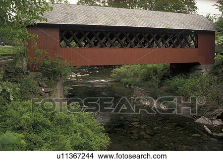 covered bridge, Brattleboro, Vermont, The red Creamery Covered Bridge ca. 1879 crosses over Whetstone Brook in Brattleboro in Windham County in the state of Vermont. View Large Photo Image Picture - covered bridge, Brattleboro, Vermont, The red Creamery Covered Bridge ca. 1879 crosses over Whetstone Brook in Brattleboro in Windham County in the state of Vermont. . Fotosearch
