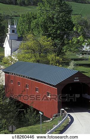 covered bridge, church, Vermont, VT, Arlington, Scenic view of The Bridge at the Green Covered Bridge and Church in West Arlington in the spring. View Large Photo Image Stock Photograph - covered bridge, church, Vermont, VT, Arlington, Scenic view of The Bridge at the Green Covered Bridge and Church in West Arlington in the spring.. Fotosearch