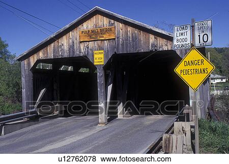 covered bridge, Vermont, Middlebury, VT, The unique double Pulpmill Covered Bridge in Middlebury in the early spring. View Large Photo Image Stock Photo - covered bridge, Vermont, Middlebury, VT, The unique double Pulpmill Covered Bridge in Middlebury in the early spring. . Fotosearch