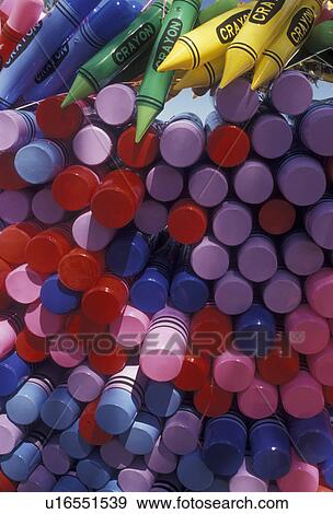 Stock Photo -  crayola, colors, crayons, Piedmont Park, Atlanta, Georgia, A pile of large plastic balloon type crayons are for sale at Atlanta Arts Festival in Piedmont Park in Atlanta in the state of Georgia.. Fotosearch