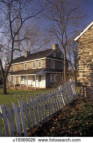 Stock Photograph -  Daniel Boone Birthplace, Pennsylvania, Stone house at Daniel Boone Homestead in Birdsboro in the state of Pennsylvania . Fotosearch