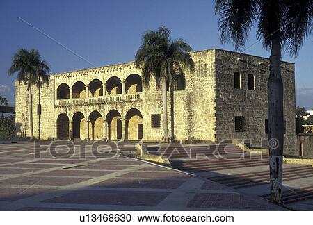 Stock Image -  Dominican Republic, Santo Domingo, Caribbean, Caribbean Islands, Columbus Alcazar circa 1510 home of Columbus' son Diego in Santo Domingo the capital city of the Dominican Republic.. Fotosearch