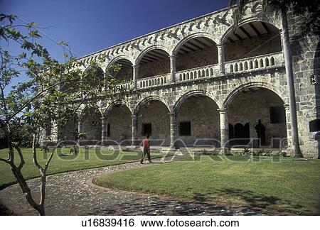 Stock Photograph -  Dominican Republic, Santo Domingo, Caribbean, Caribbean Islands, Columbus Alcazar circa 1510 home of Columbus' son Diego in Santo Domingo the capital city of the Dominican Republic.. Fotosearch