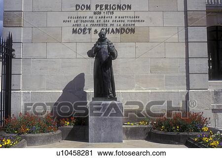 Epernay, Champagne, France, Marne, Europe, Statue of Dom Perignon stands in front of the Moet & Chandon Champagne House in the world renowned Champagne Region. View Large Photo Image Stock Image - Epernay, Champagne, France, Marne, Europe, Statue of Dom Perignon stands in front of the Moet & Chandon Champagne House in the world renowned Champagne Region.. Fotosearch
