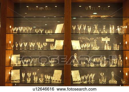 Europe, Crystal, Republic of Ireland, Ireland, Waterford, The South, Beautiful crystal glassware is displayed at the Factory Store inside the Waterford Crystal Factory in County Waterford. View Large Photo Image Stock Photograph - Europe, Crystal, Republic of Ireland, Ireland, Waterford, The South, Beautiful crystal glassware is displayed at the Factory Store inside the Waterford Crystal Factory in County Waterford.. Fotosearch