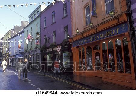 Europe, Republic of Ireland, Ireland, Colorful shops and restaurants along a street in Galway, capital of County Galway. View Large Photo Image Picture - Europe, Republic of Ireland, Ireland, Colorful shops and restaurants along a street in Galway, capital of County Galway.. Fotosearch