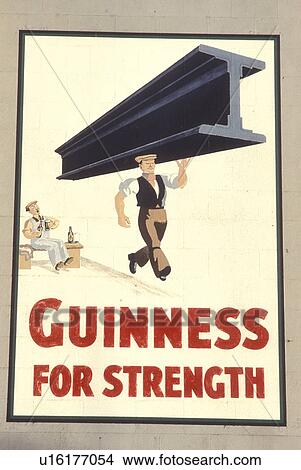 Europe, Republic of Ireland, Ireland, beer, Guinness (beer) For Strength Mural, pub sign. View Large Photo Image Picture - Europe, Republic of Ireland, Ireland, beer, Guinness (beer) For Strength Mural, pub sign. . Fotosearch