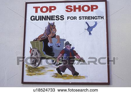 Europe, Republic of Ireland, Ireland, beer, Guinness (beer) For Strength Mural, pub sign. View Large Photo Image Stock Image - Europe, Republic of Ireland, Ireland, beer, Guinness (beer) For Strength Mural, pub sign. . Fotosearch