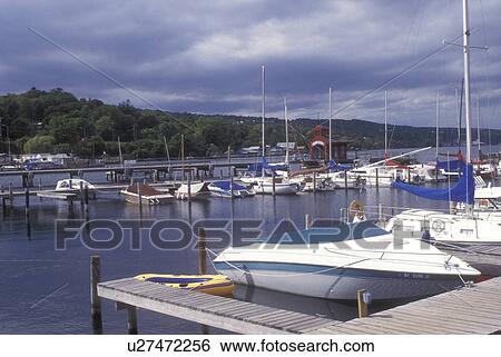 Stock Photograph -  Finger Lakes, Watkins Glen, New York, Marina on Seneca Lake in Watkins Glen. . Fotosearch
