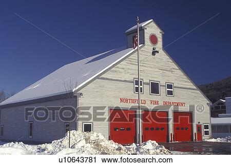 fire station, winter, Vermont, The Northfield fire station has three red doors in Northfield in Washington County in the state of Vermont. View Large Photo Image Stock Image - fire station, winter, Vermont, The Northfield fire station has three red doors in Northfield in Washington County in the state of Vermont.. Fotosearch