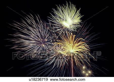 Stock Photo -  fireworks, Atlanta, Georgia, A firework display on the fourth of July at Perimeter Mall in Atlanta.. Fotosearch