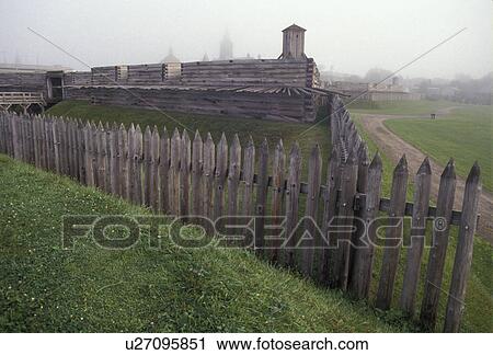 Stock Image -  Fort Stanwix, Rome, Fort Stanwix National Monument, New York, Foggy morning at Fort Stanwix Nat'l Monument in Rome in the state of New York.. Fotosearch