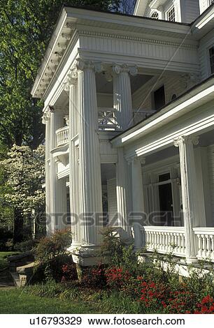 Stock Photo -  Gainesville, Georgia, The Pruilt Wheeler House a Neoclassical home at 539 Green Street Historical District in the spring in Gainesville in the state of Georgia . Fotosearch