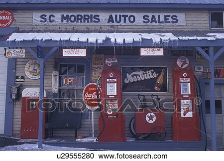gas station, gas pump, Vermont, Orange, VT, Antique gas pumps in front of a gas station in winter. View Large Photo Image Stock Image - gas station, gas pump, Vermont, Orange, VT, Antique gas pumps in front of a gas station in winter. . Fotosearch