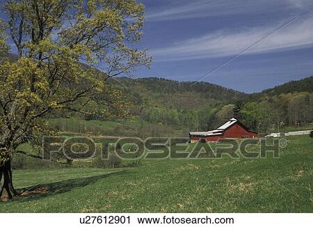 Georgia, A red barn in the scenic countryside in the Chattahoochee National Forest of North Georgia in the spring. View Large Photo Image Stock Image - Georgia, A red barn in the scenic countryside in the Chattahoochee National Forest of North Georgia in the spring.. Fotosearch