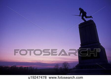 Gettysburg, battlefield, civil war, soldier, Gettysburg National Military Park, Pennsylvania, Silhouette of Minnesota Memorial in Gettysburg Nat'l Military Park at sunset in Gettysburg in the state of Pennsylvania. View Large Photo Image Stock Photo - Gettysburg, battlefield, civil war, soldier, Gettysburg National Military Park, Pennsylvania, Silhouette of Minnesota Memorial in Gettysburg Nat'l Military Park at sunset in Gettysburg in the state of Pennsylvania.. Fotosearch