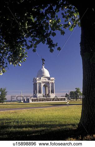 Gettysburg, battlefield, monument, Gettysburg Military Park, Pennsylvania, Pennsylvania Memorial (a four-arched granite monument) on Cemetery Ridge at Gettysburg National Military Park in Gettysburg in the state of Pennsylvania. View Large Photo Image Stock Photograph - Gettysburg, battlefield, monument, Gettysburg Military Park, Pennsylvania, Pennsylvania Memorial (a four-arched granite monument) on Cemetery Ridge at Gettysburg National Military Park in Gettysburg in the state of Pennsylvania.. Fotosearch
