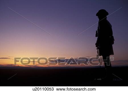 Gettysburg, civil war, sunrise, sunset, Pennsylvania, Silhouette of the state of Brigadier General Gouvernor K. Warren Meade (chief engineer of the Union Army) at sunset on Little Round Top in Gettysburg National Military Park in Gettysburg in the state View Large Photo Image Stock Image - Gettysburg, civil war, sunrise, sunset, Pennsylvania, Silhouette of the state of Brigadier General Gouvernor K. Warren Meade (chief engineer of the Union Army) at sunset on Little Round Top in Gettysburg National Military Park in Gettysburg in the state . Fotosearch