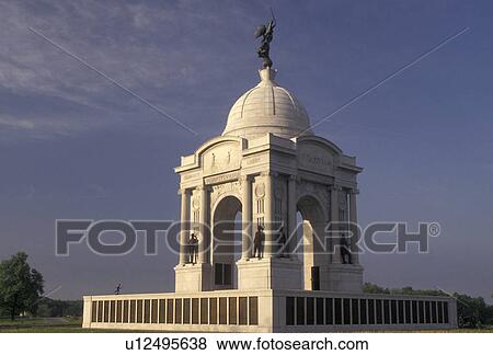 Stock Photo -  Gettysburg, Gettysburg National Military Park, civil war, battlefield, Pennsylvania, Pennsylvania Memorial in Gettysburg Nat'l Military Park in Gettysburg in the state of Pennsylvania.. Fotosearch