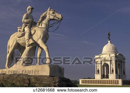 Gettysburg, Gettysburg National Military Park, civil war, battlefield, Pennsylvania, 8th Pennsylvania Cavalry Memorial and Pennsylvania Memorial in Gettysburg Nat'l Military Park in Gettysburg in the state of Pennsylvania. View Large Photo Image Stock Photo - Gettysburg, Gettysburg National Military Park, civil war, battlefield, Pennsylvania, 8th Pennsylvania Cavalry Memorial and Pennsylvania Memorial in Gettysburg Nat'l Military Park in Gettysburg in the state of Pennsylvania.. Fotosearch