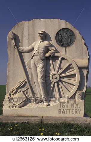 Gettysburg, Gettysburg National Military Park, civil war, battlefield, Pennsylvania, 15th New York Battery Monument at the Peach Orchard in Gettysburg Nat'l Military Park in Gettysburg in the state of Pennsylvania. View Large Photo Image Stock Photograph - Gettysburg, Gettysburg National Military Park, civil war, battlefield, Pennsylvania, 15th New York Battery Monument at the Peach Orchard in Gettysburg Nat'l Military Park in Gettysburg in the state of Pennsylvania.. Fotosearch