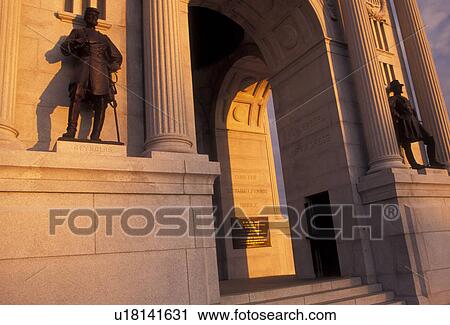 Gettysburg, monument, Gettysburg Military Park, battlefield, Pennsylvania, Close-up of the Pennsylvania Memorial in the early morning light on Cemetery Ridge at Gettysburg National Military Park in Gettysburg in the state of Pennsylvania. View Large Photo Image Stock Image - Gettysburg, monument, Gettysburg Military Park, battlefield, Pennsylvania, Close-up of the Pennsylvania Memorial in the early morning light on Cemetery Ridge at Gettysburg National Military Park in Gettysburg in the state of Pennsylvania.. Fotosearch