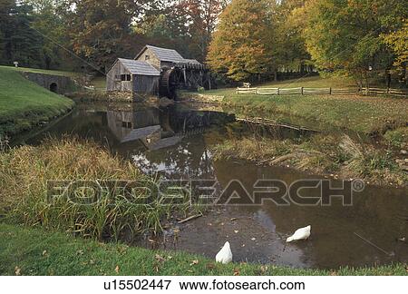 Stock Photo -  grist mill, Mabry Mills, Blue Ridge Parkway, Virginia, Appalachian Mountains, Blue Ridge, Scenic grist mill along the Blue Ridge Parkway in the state of Virginia.. Fotosearch