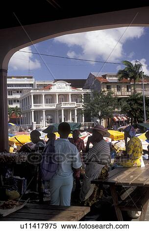 Stock Photography -  Guadeloupe, Caribbean, Caribbean Islands, Market Day in Pointe-a-Pitre on the island of Grand Terre in Guadeloupe (a french department) The Emerald Isle.. Fotosearch