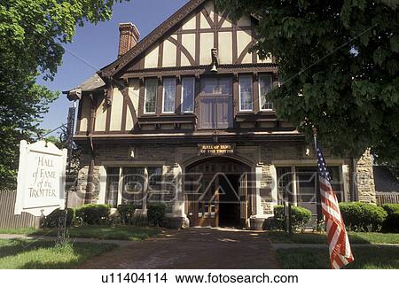 Picture -  Hall of Fame of the Trotter, Goshen, horse, New York, Harness Racing Museum and Hall of Fame is housed in a Tudor-style building in Goshen in the state of New York.. Fotosearch