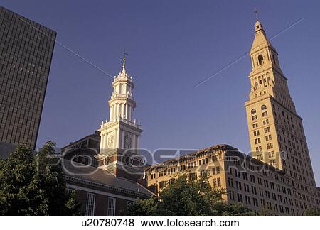 Hartford, insurance, skyline, Connecticut, The Travelers Insurance Tower Building and 1807 Center Church in downtown Hartford in the state of Connecticut. View Large Photo Image Stock Photo - Hartford, insurance, skyline, Connecticut, The Travelers Insurance Tower Building and 1807 Center Church in downtown Hartford in the state of Connecticut.. Fotosearch