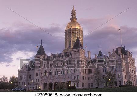 Hartford, State Capitol, State House, Connecticut, The Gothic style State Capitol of Hartford, Connecticut in the evening. View Large Photo Image Stock Photography - Hartford, State Capitol, State House, Connecticut, The Gothic style State Capitol of Hartford, Connecticut in the evening.. Fotosearch