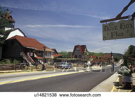 Helen, Georgia, Shops along the main street in the Alpine village of Helen in the state of Georgia., View Large Photo Image Stock Photo - Helen, Georgia, Shops along the main street in the Alpine village of Helen in the state of Georgia., . Fotosearch