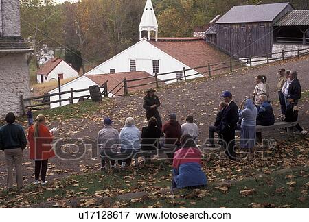 Stock Photo -  Hopewell Furnace, Pennsylvania, Ranger talk at Hopewell Furnace National Historic Site (an early American 18th- and 19th-century iron- making community) in the state of Pennsylvania . Fotosearch