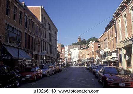Illinois, Galena, Historical town of Galena along main street View Large Photo Image Stock Photo - Illinois, Galena, Historical town of Galena along main street . Fotosearch