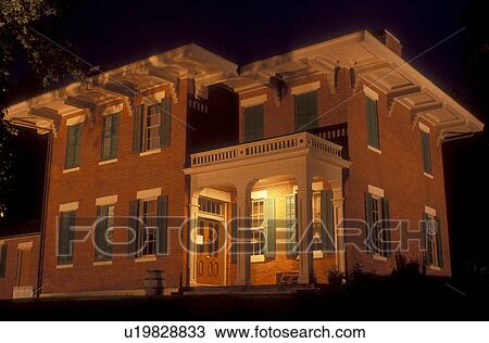 Illinois, Galena, Ulysses S. Grant Home State Historic Site in Galena lit up in the evening View Large Photo Image Stock Image - Illinois, Galena, Ulysses S. Grant Home State Historic Site in Galena lit up in the evening . Fotosearch