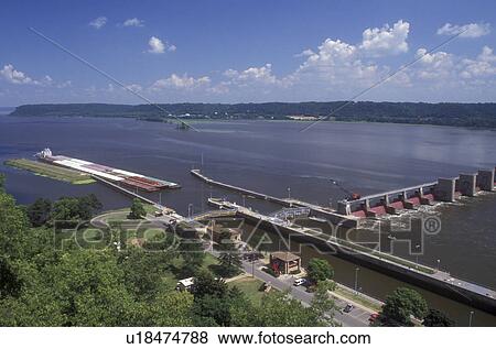 Iowa, Dubuque, The General Pike Lock and Dam No. 11 on the Mississippi River in Dubuque View Large Photo Image Stock Photo - Iowa, Dubuque, The General Pike Lock and Dam No. 11 on the Mississippi River in Dubuque . Fotosearch