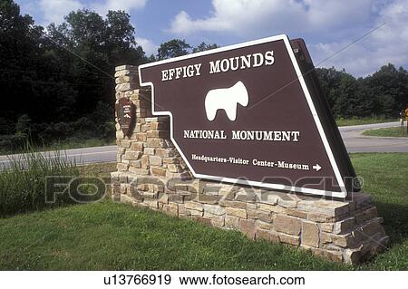 Iowa, Marquette, Effigy Mounds National Monument entrance sign View Large Photo Image Stock Photo - Iowa, Marquette, Effigy Mounds National Monument entrance sign . Fotosearch