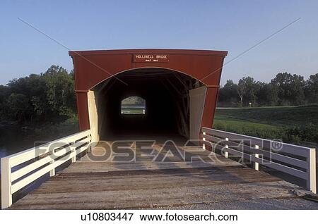 Stock Photo -  Iowa, Winterset, covered bridge, circa 1880 Holliwell Covered Bridge in Winterset. Bridges of Madison County . Fotosearch