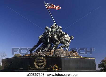 Iwo Jima statue, Arlington, Virginia, Marine Corps War Memorial at Arlington National Cemetery. Raising of the U. S. flag on Iwo Jima during World War II. View Large Photo Image Stock Image - Iwo Jima statue, Arlington, Virginia, Marine Corps War Memorial at Arlington National Cemetery. Raising of the U. S. flag on Iwo Jima during World War II.. Fotosearch