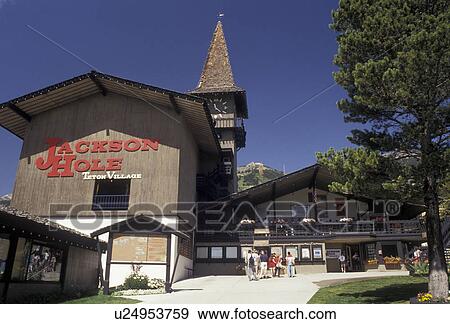 Jackson Hole, Rocky Mountains, Wyoming, Base Lodge and aerial tramway in Teton Village in Jackson Hole Mountain Resort in in the state of Wyoming. View Large Photo Image Stock Photo - Jackson Hole, Rocky Mountains, Wyoming, Base Lodge and aerial tramway in Teton Village in Jackson Hole Mountain Resort in in the state of Wyoming. . Fotosearch