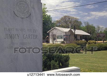 Jimmy Carter National Historic Site, Plains, Georgia, A monument honoring Jimmy Carter as the 39th President of the United States at the Jimmy Carter Nat'l Historic Site in Plains in the state of Georgia. The depot, his campaign headquarters, is in the b View Large Photo Image Stock Image - Jimmy Carter National Historic Site, Plains, Georgia, A monument honoring Jimmy Carter as the 39th President of the United States at the Jimmy Carter Nat'l Historic Site in Plains in the state of Georgia. The depot, his campaign headquarters, is in the b. Fotosearch
