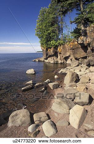 Lake Superior, North Shore, Minnesota, Scenic view of rocky coastline along Lake Superior's North Shore in the state of Minnesota. View Large Photo Image Stock Image - Lake Superior, North Shore, Minnesota, Scenic view of rocky coastline along Lake Superior's North Shore in the state of Minnesota. . Fotosearch