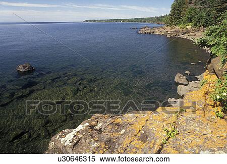 Lake Superior, North Shore, Minnesota, Scenic view of rocky coastline along Lake Superior's North Shore in the state of Minnesota. View Large Photo Image Stock Photography - Lake Superior, North Shore, Minnesota, Scenic view of rocky coastline along Lake Superior's North Shore in the state of Minnesota. . Fotosearch