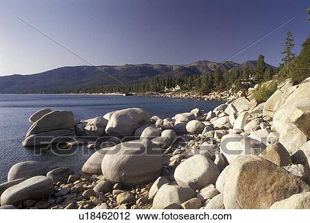 Lake Tahoe, lake, Sierra Nevada, Nevada, California, Rocky shoreline on Lake Tahoe at Incline Village in the state of Nevada. View Large Photo Image Stock Image - Lake Tahoe, lake, Sierra Nevada, Nevada, California, Rocky shoreline on Lake Tahoe at Incline Village in the state of Nevada.. Fotosearch