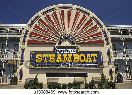 Stock Photo -  Lancaster County, Inn, Pennsylvania, Pennsylvania Dutch Country, Entrance to the Fulton Steamboat Inn in Strasburg in the state of Pennsylvania. . Fotosearch