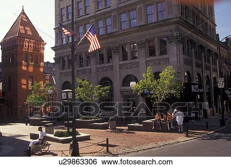 Stock Photograph -  Lancaster, Pennsylvania, Penn Square in downtown Lancaster the heart of Lancaster County in the state of Pennsylvania . Fotosearch