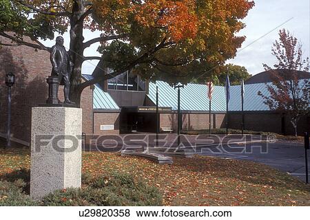 Lexington, Massachusetts, A statue stands in front of the Museum of Our National Heritage in the fall View Large Photo Image Stock Photo - Lexington, Massachusetts, A statue stands in front of the Museum of Our National Heritage in the fall . Fotosearch